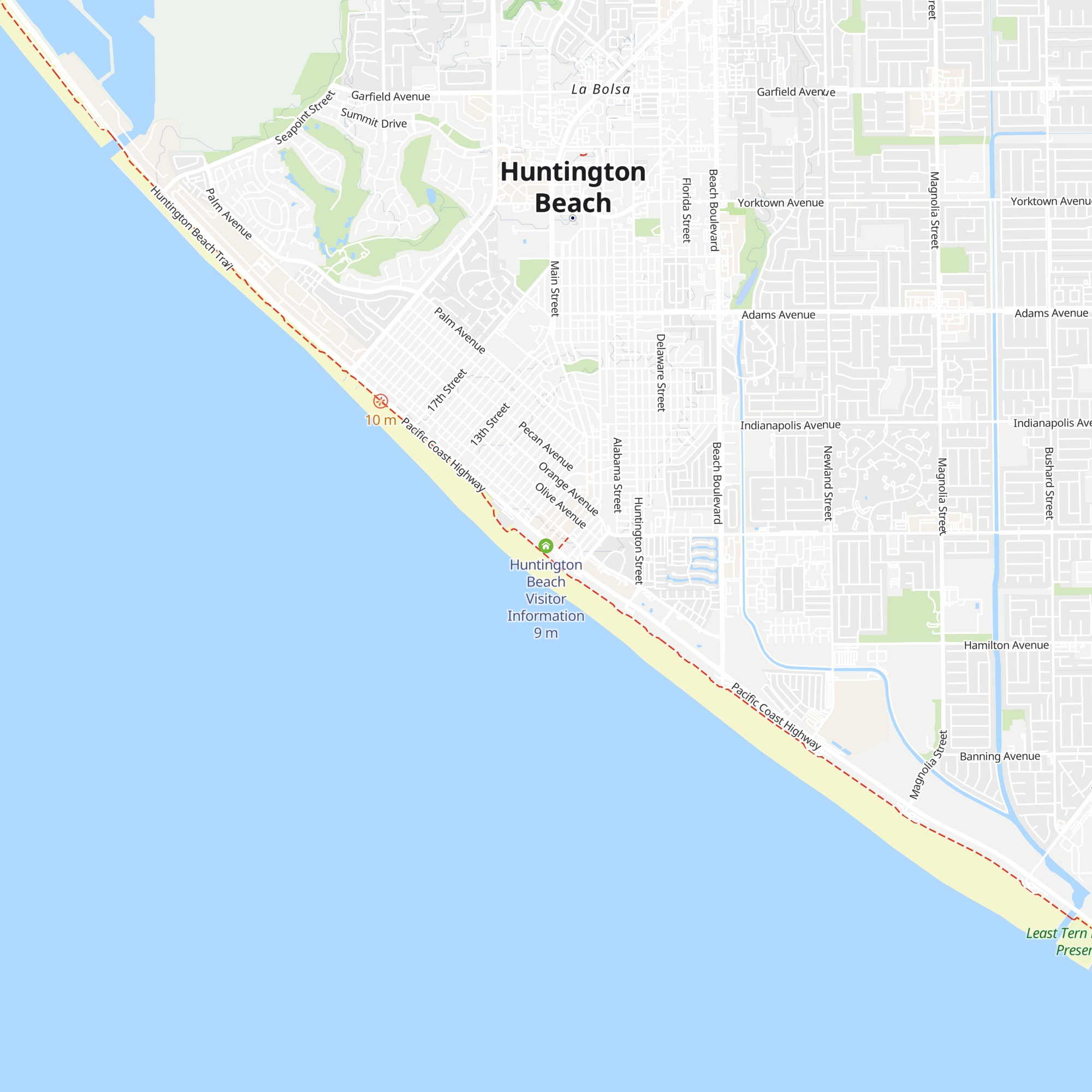 Huntington Beach Visitor Information map
