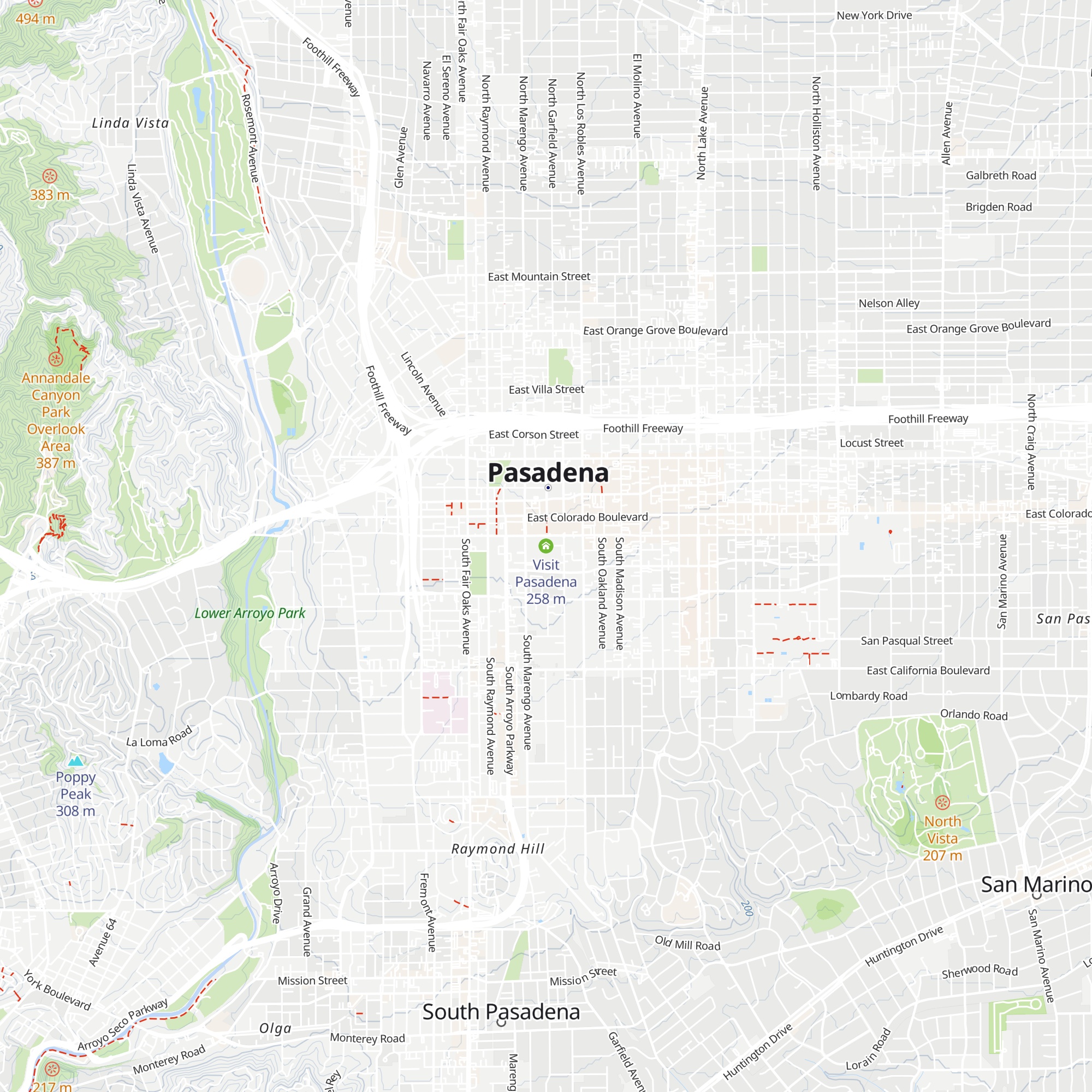 Visit Pasadena map