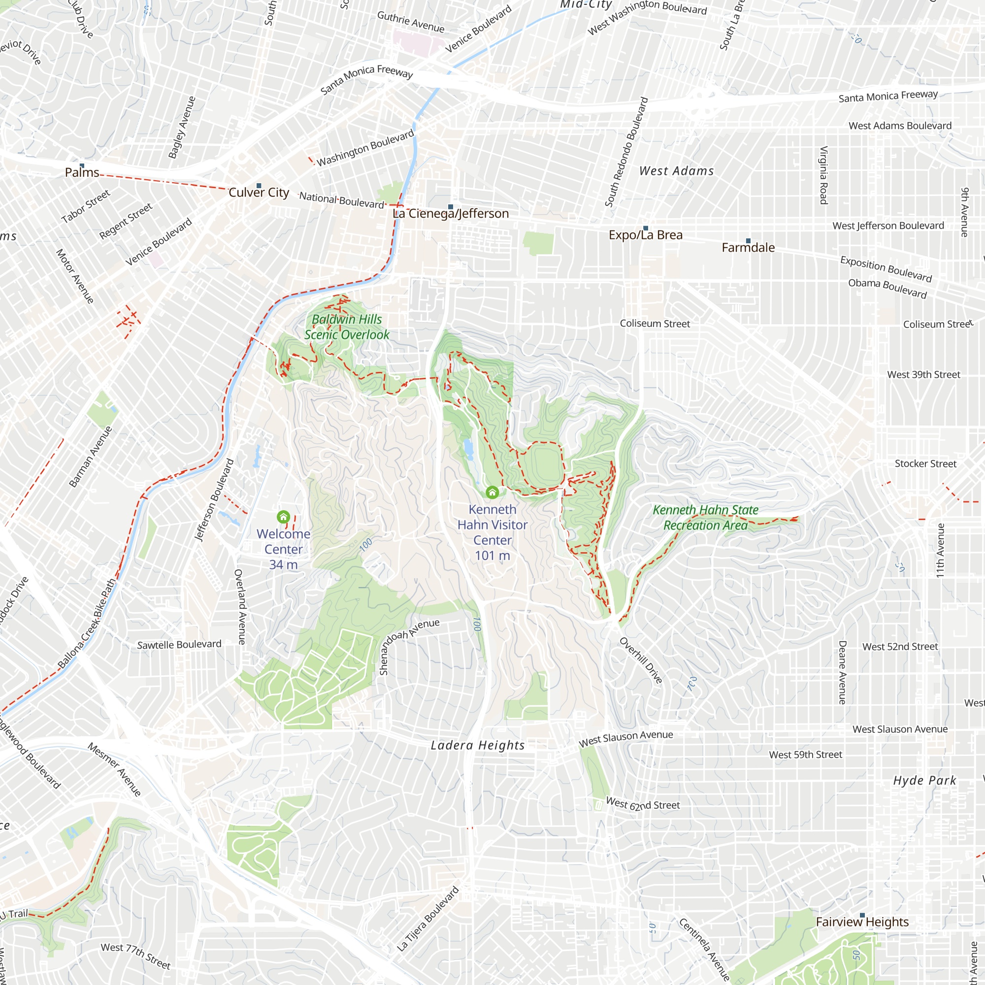 Kenneth Hahn Visitor Center map