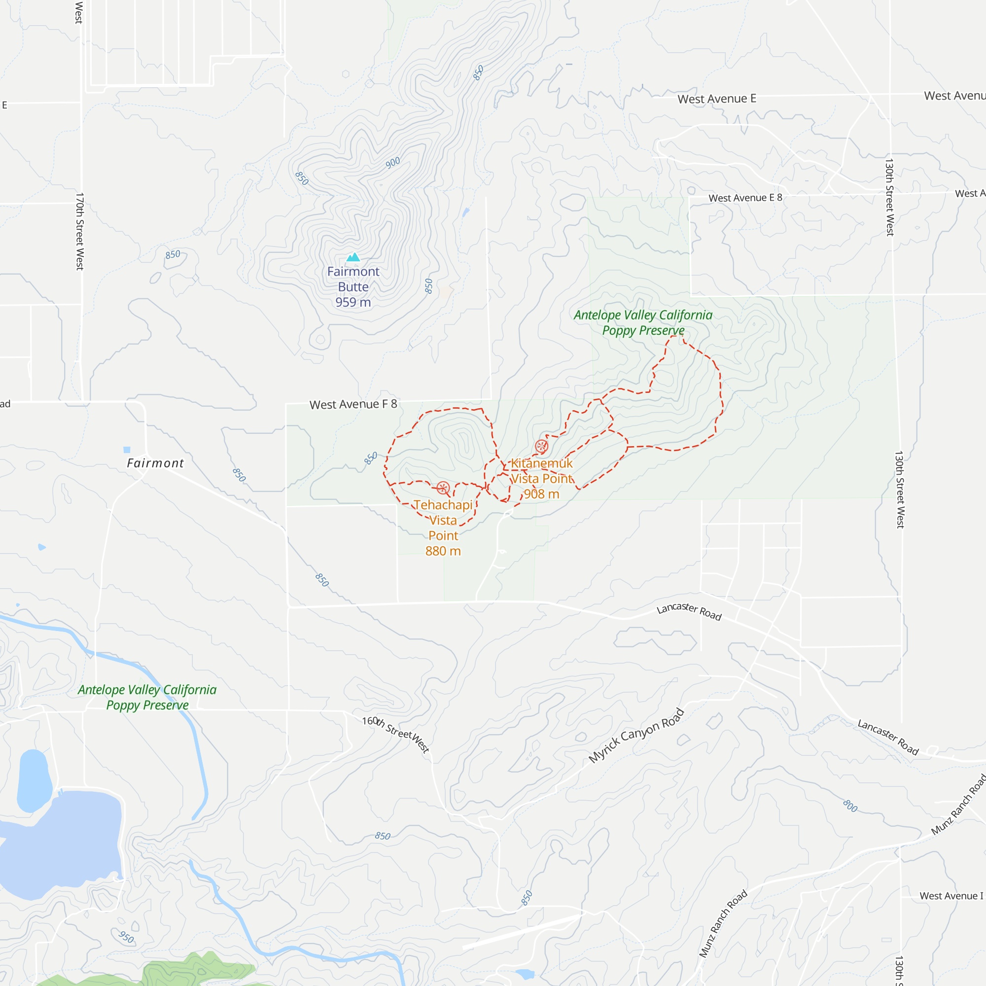 Antelope Valley California Poppy Preserve Visitor Center map