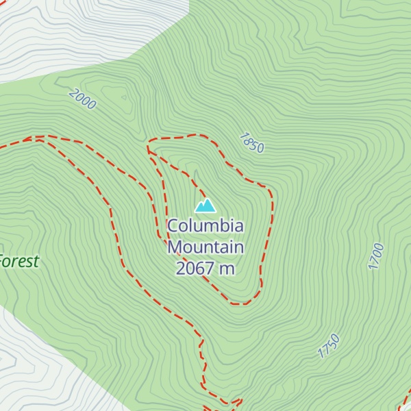Map of Columbia Mountain