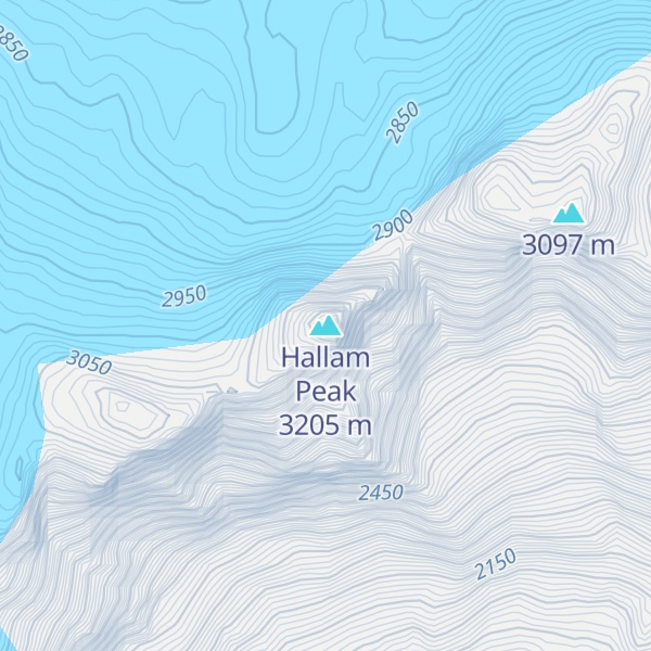 Map of Hallam Peak