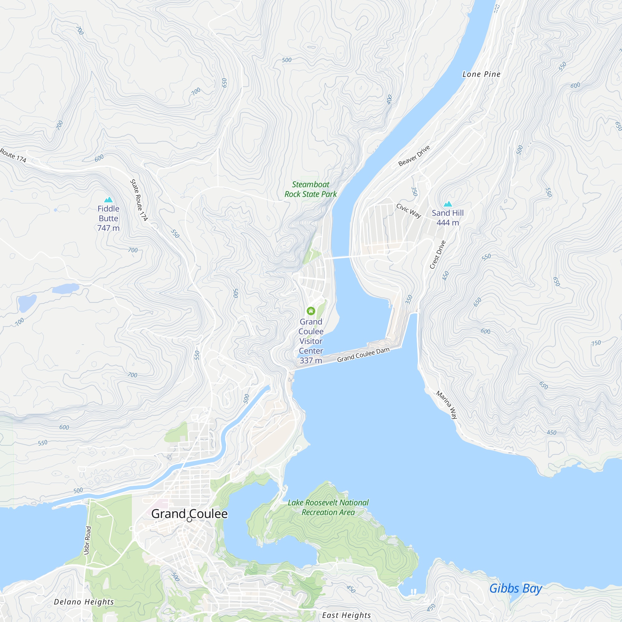 Grand Coulee Visitor Center map