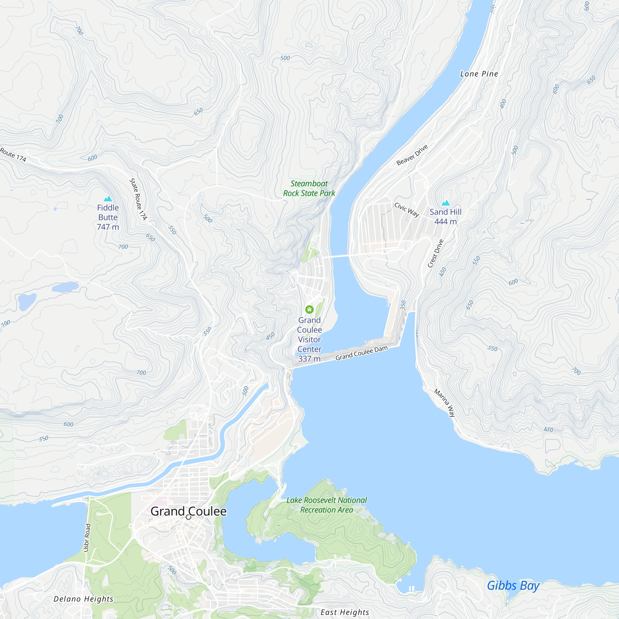 Grand Coulee Visitor Center map