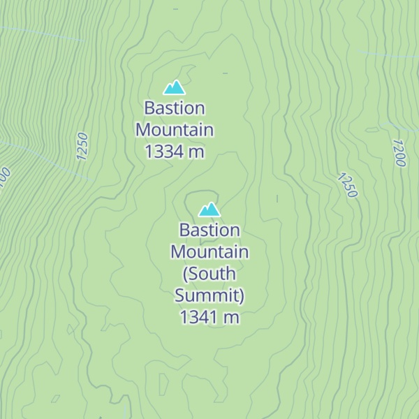 Map of Bastion Mountain (South Summit)