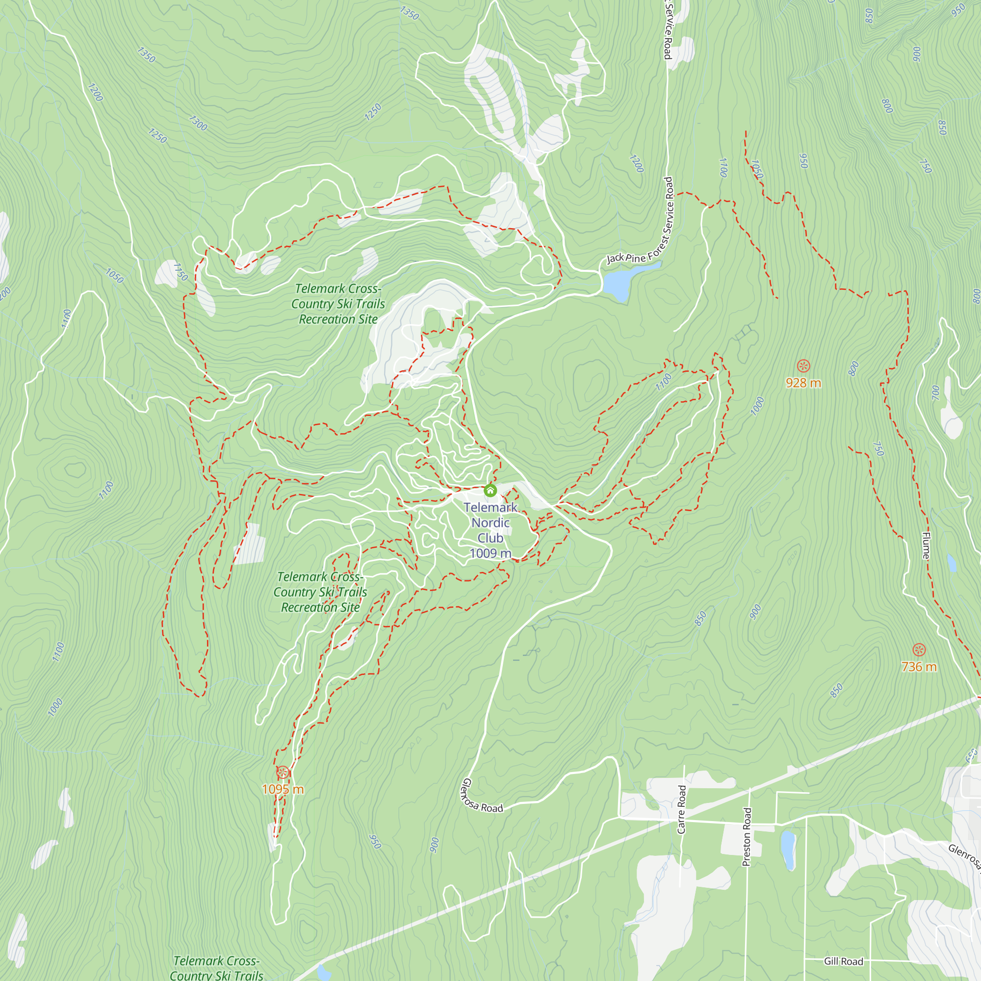 Telemark Nordic Club map