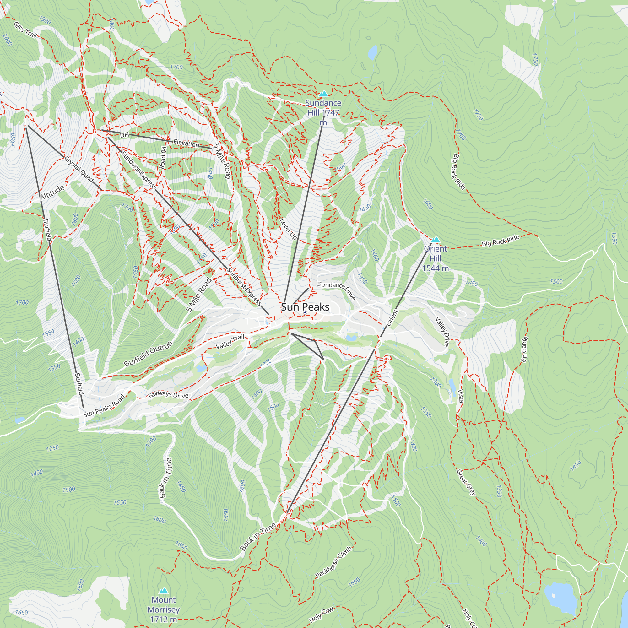 Tourism Sun Peaks map