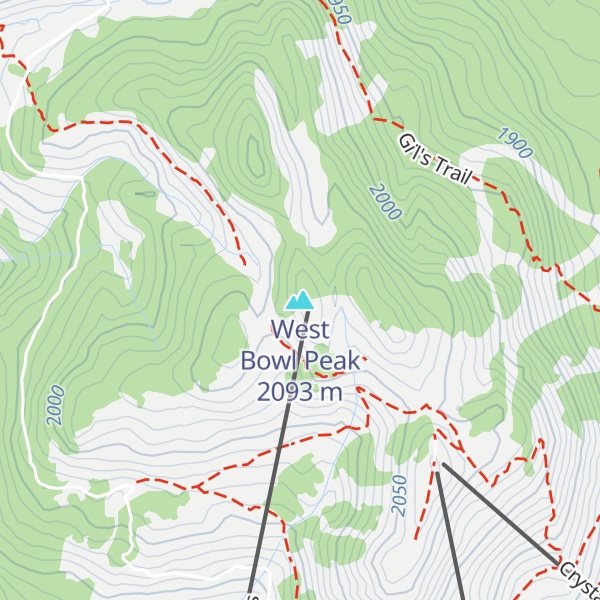 Map of West Bowl Peak