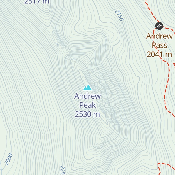 Map of Andrew Peak