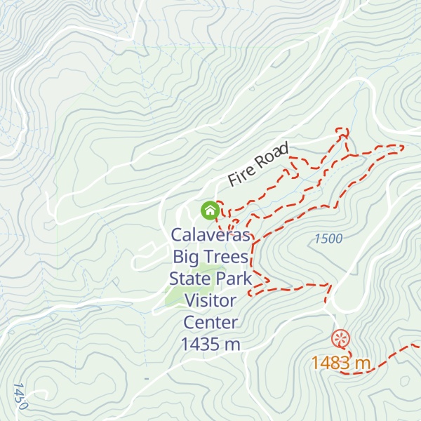 Map of Calaveras Big Trees State Park Visitor Center
