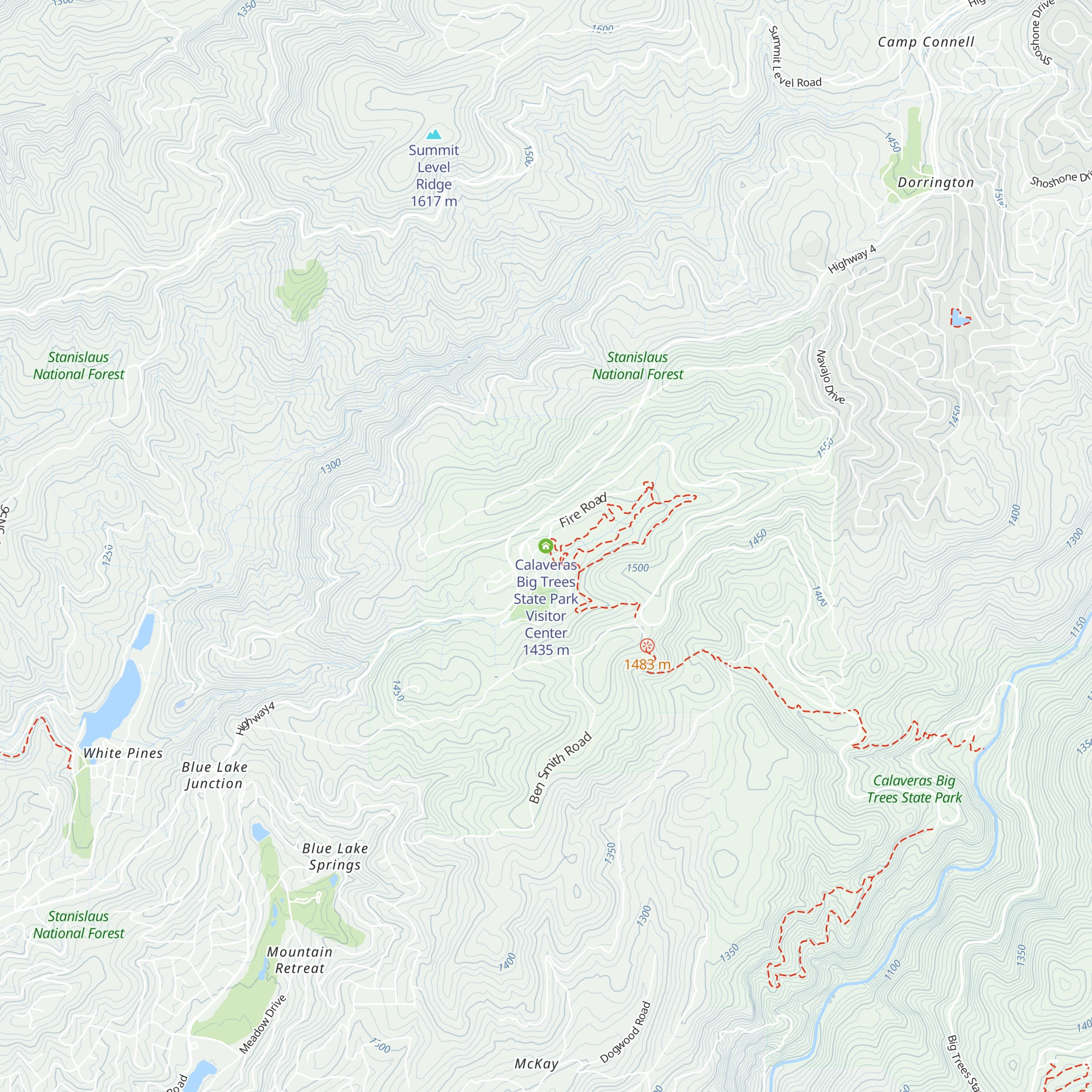Calaveras Big Trees State Park Visitor Center map