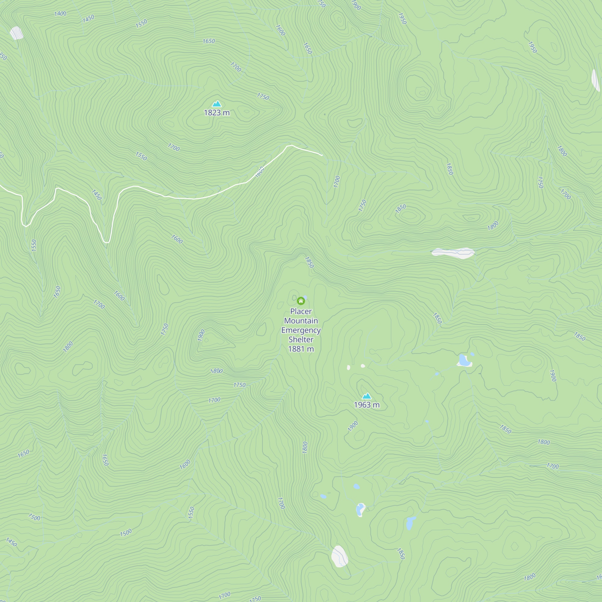 Placer Mountain Emergency Shelter map