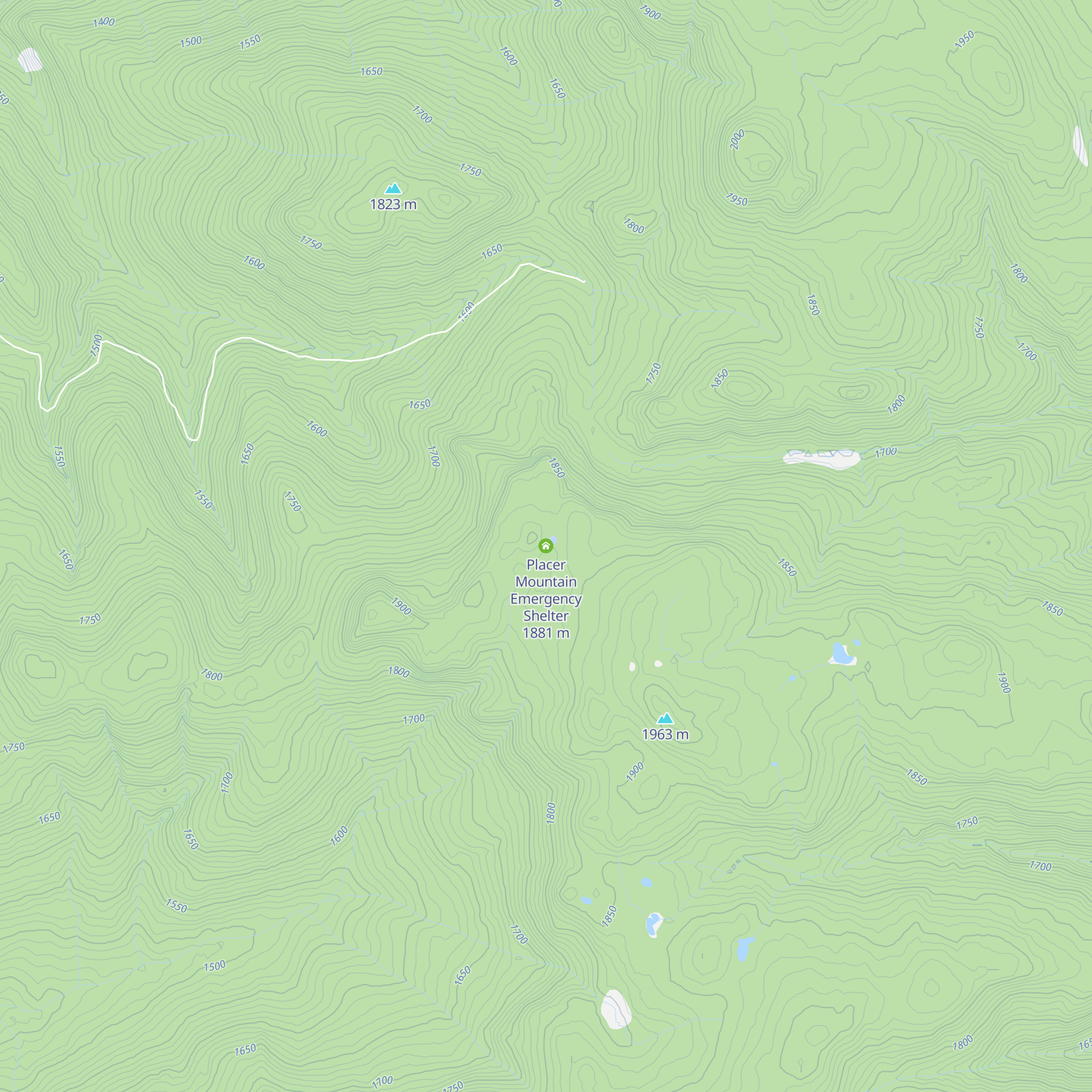Placer Mountain Emergency Shelter map