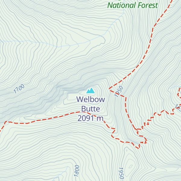 Map of Welbow Butte