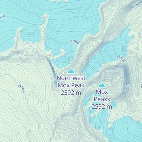 Map of Northwest Mox Peak