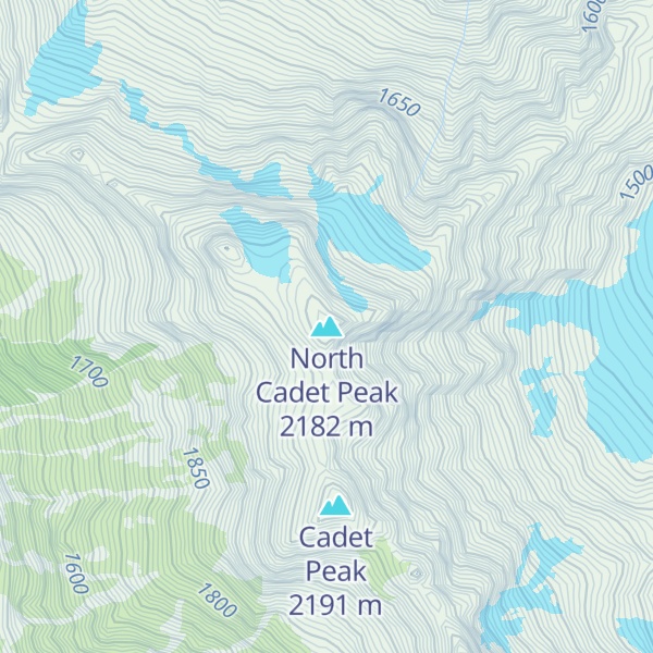 Map of North Cadet Peak