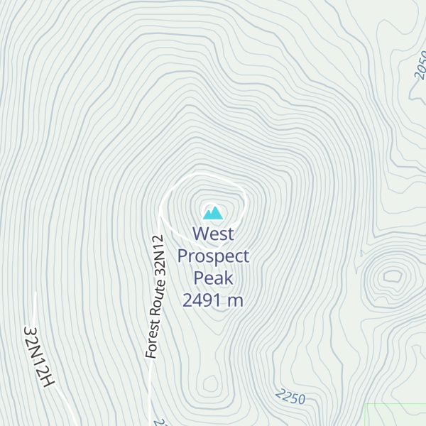 Map of West Prospect Peak