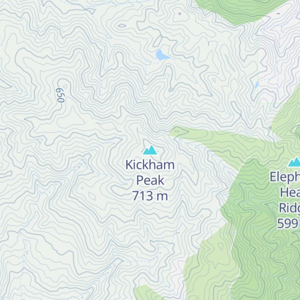Map of Kickham Peak