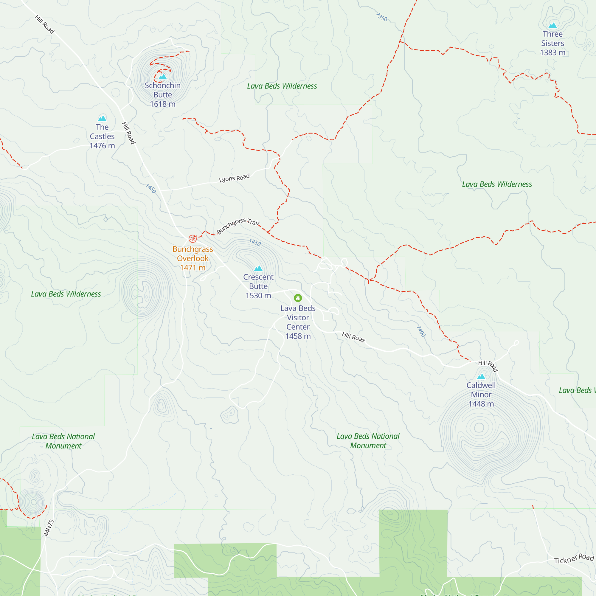 Lava Beds Visitor Center map