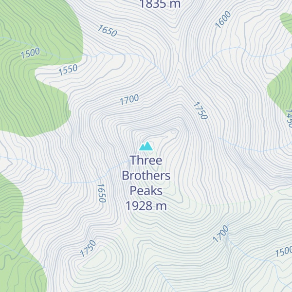 Map of Three Brothers Peaks