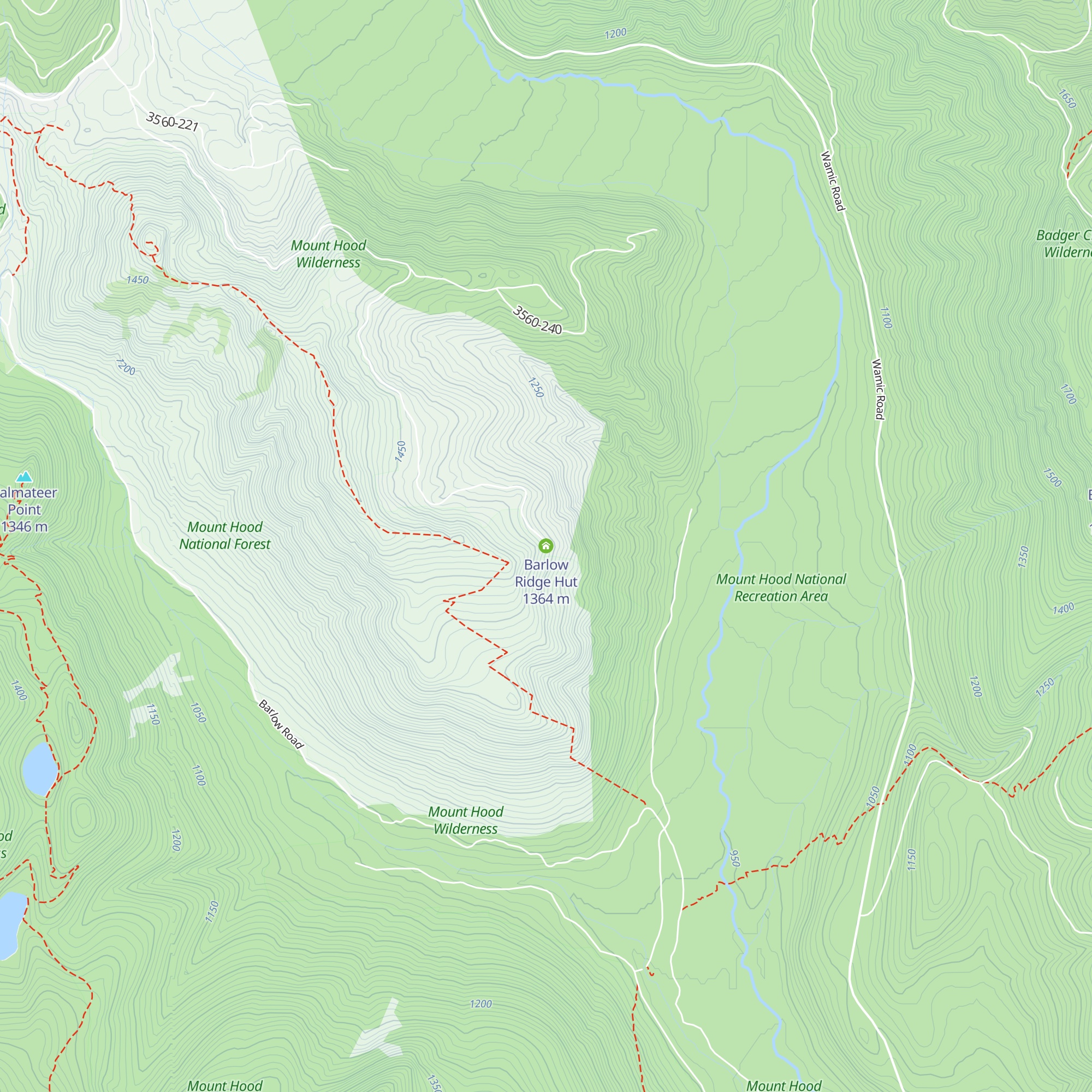 Barlow Ridge Hut map
