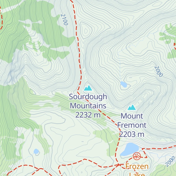 Map of Sourdough Mountains