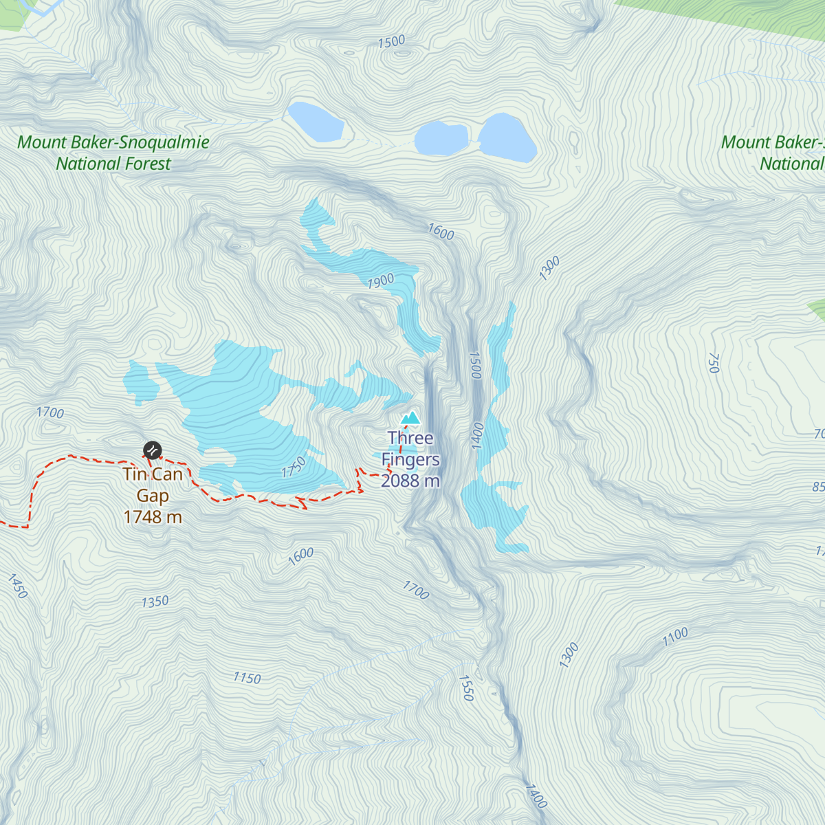 Three Fingers Lookout map