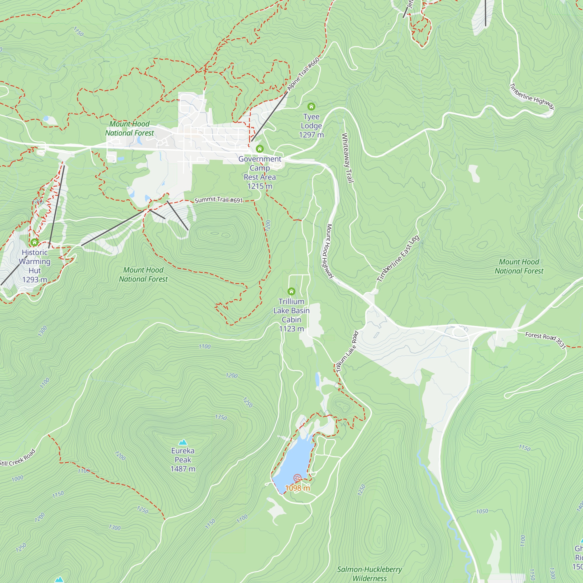 Trillium Lake Basin Cabin map