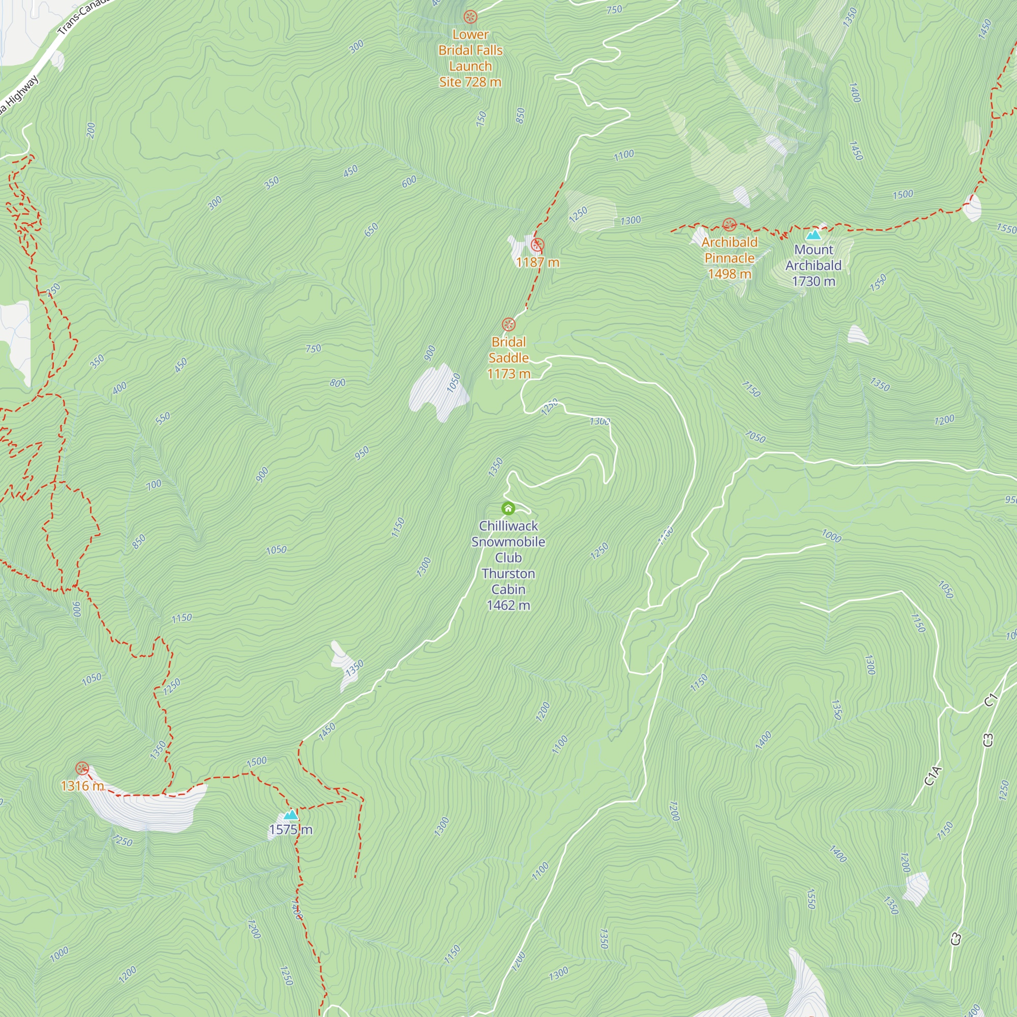 Chilliwack Snowmobile Club Thurston Cabin map