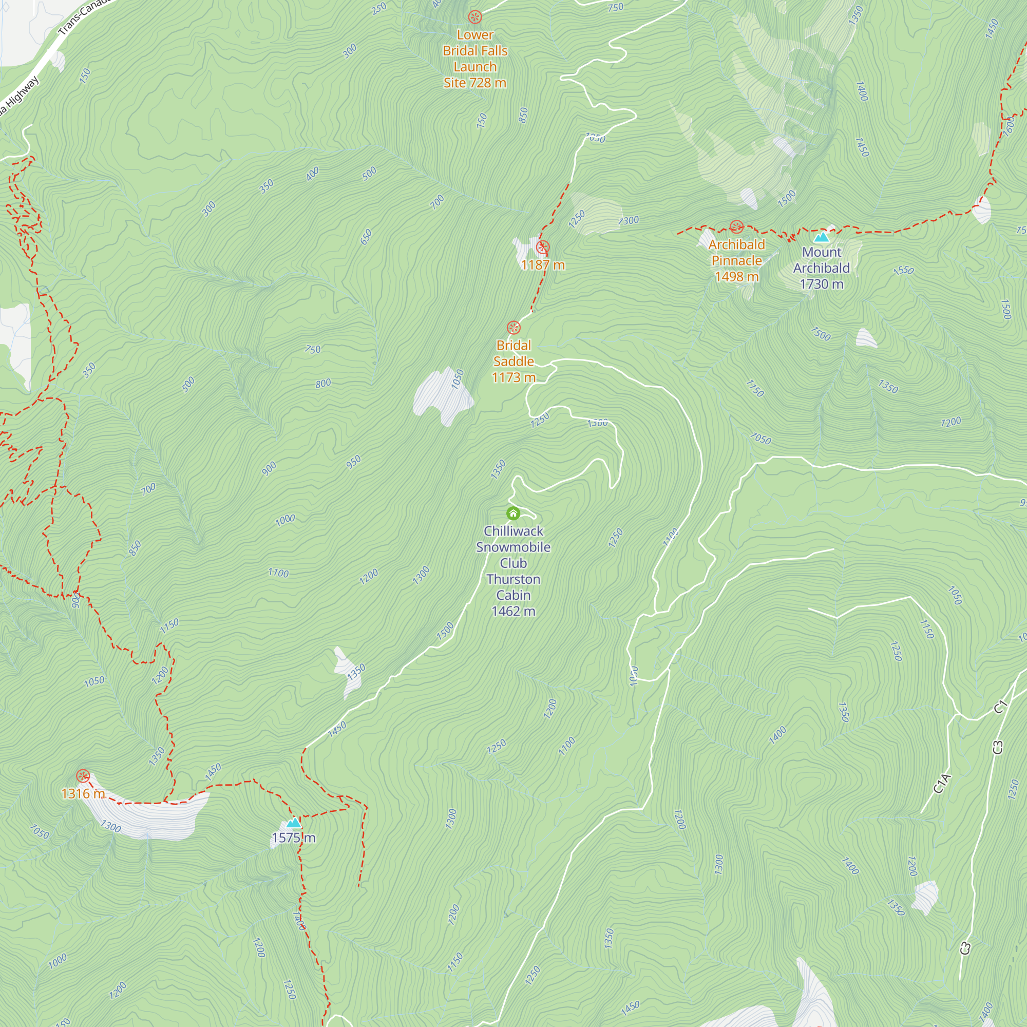 Chilliwack Snowmobile Club Thurston Cabin map