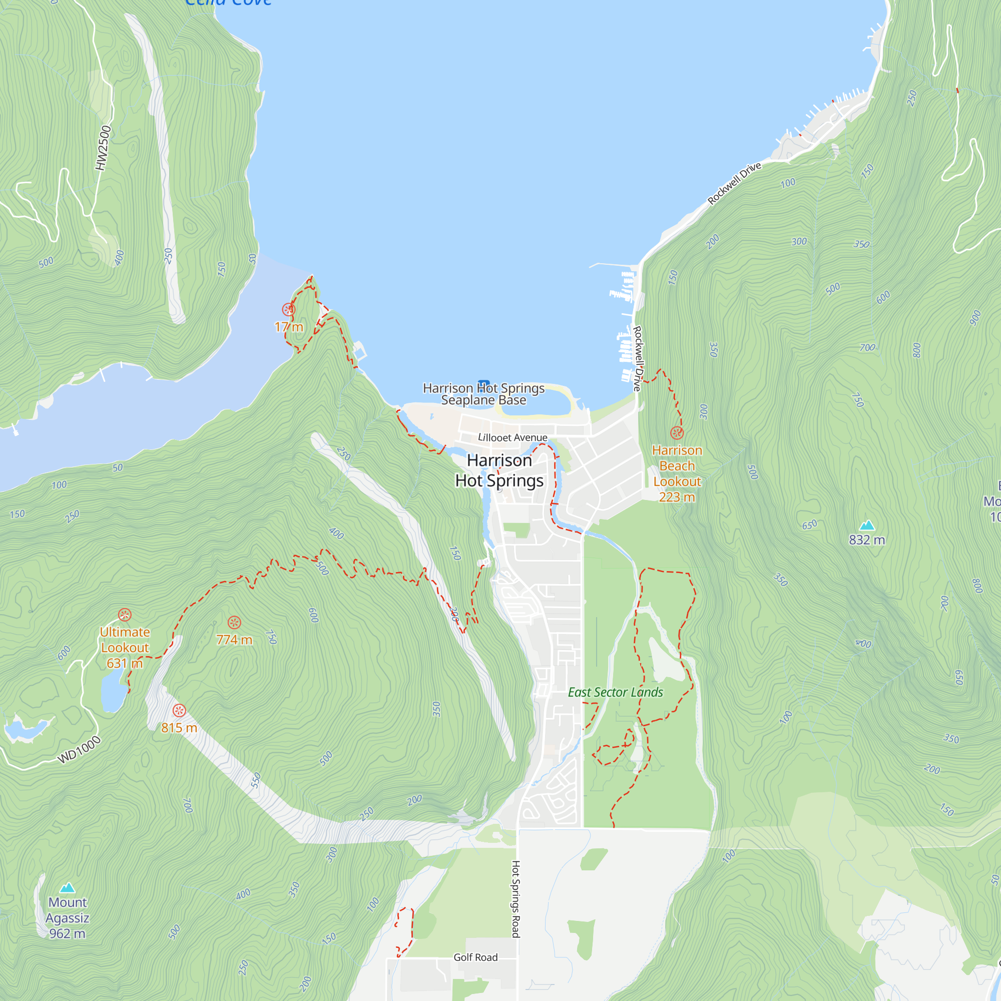 Tourism Harrison Hot Springs map
