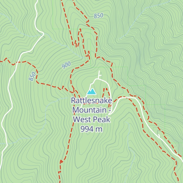 Map of Rattlesnake Mountain - West Peak