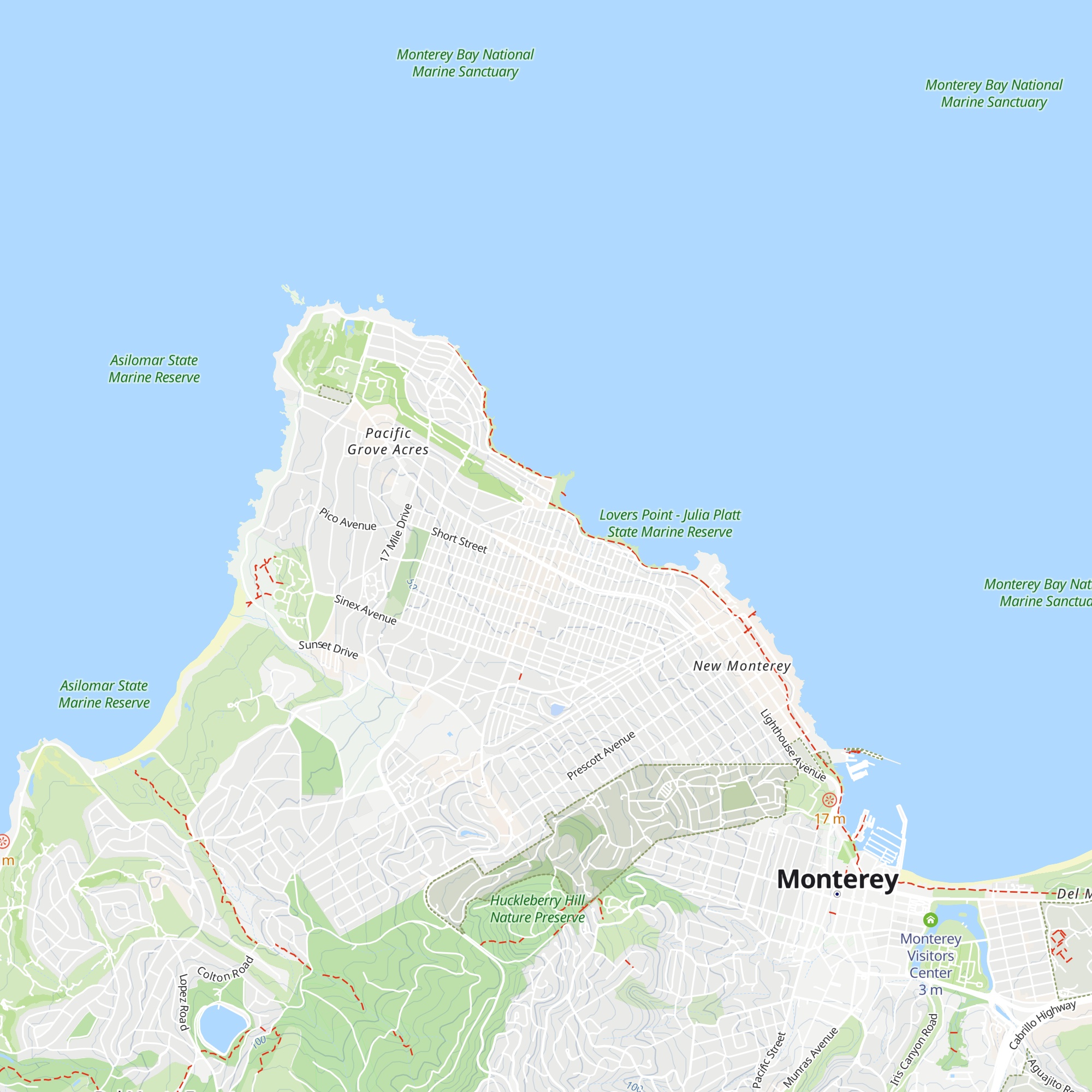 Pacific Grove Visitor Information map
