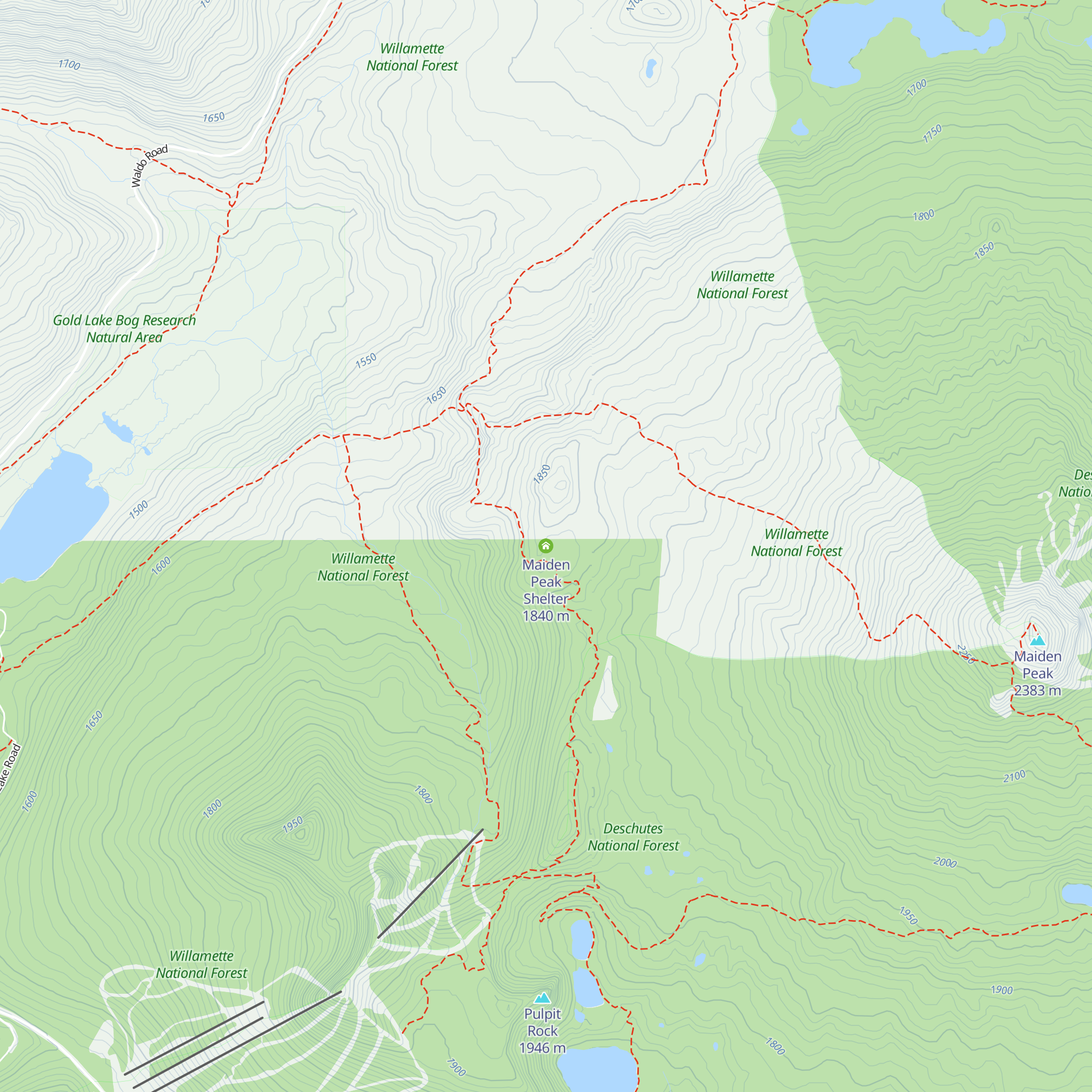 Maiden Peak Shelter map