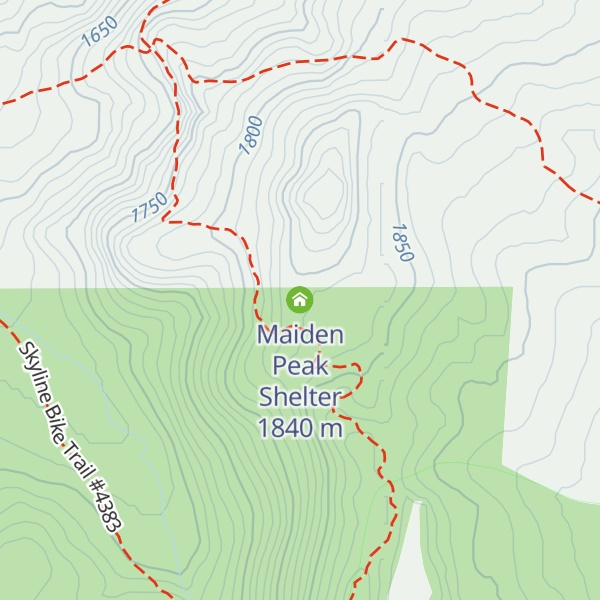Map of Maiden Peak Shelter