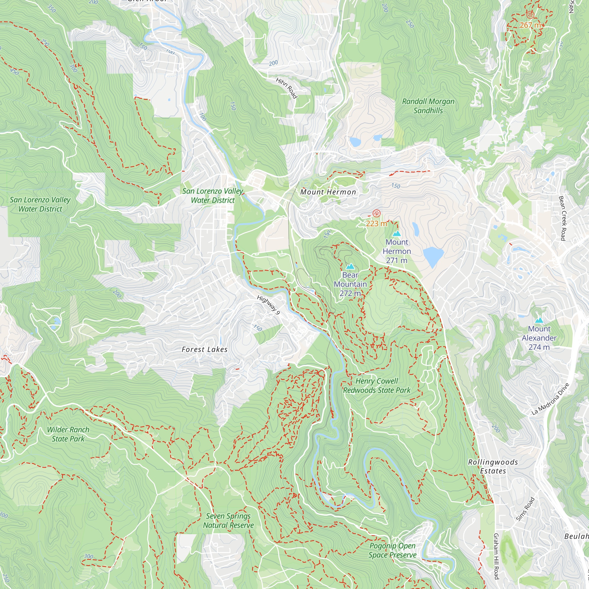 Henry Cowell Redwoods State Park Nature Center map