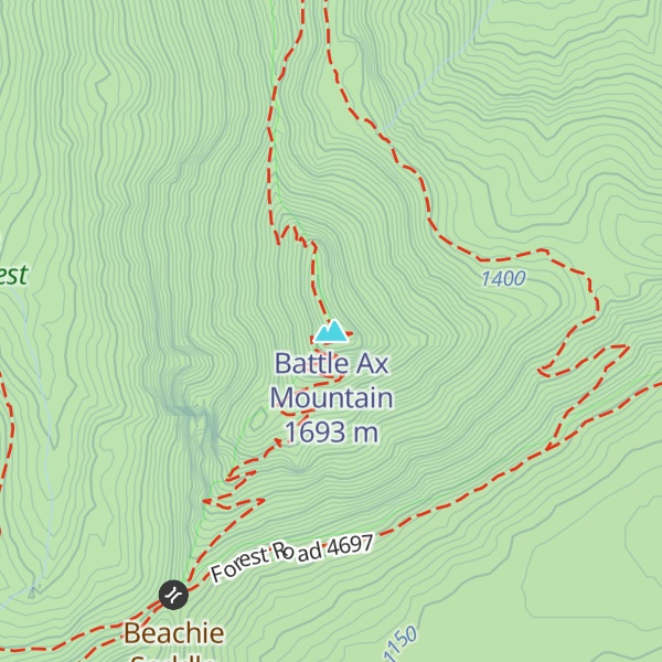 Map of Battle Ax Mountain
