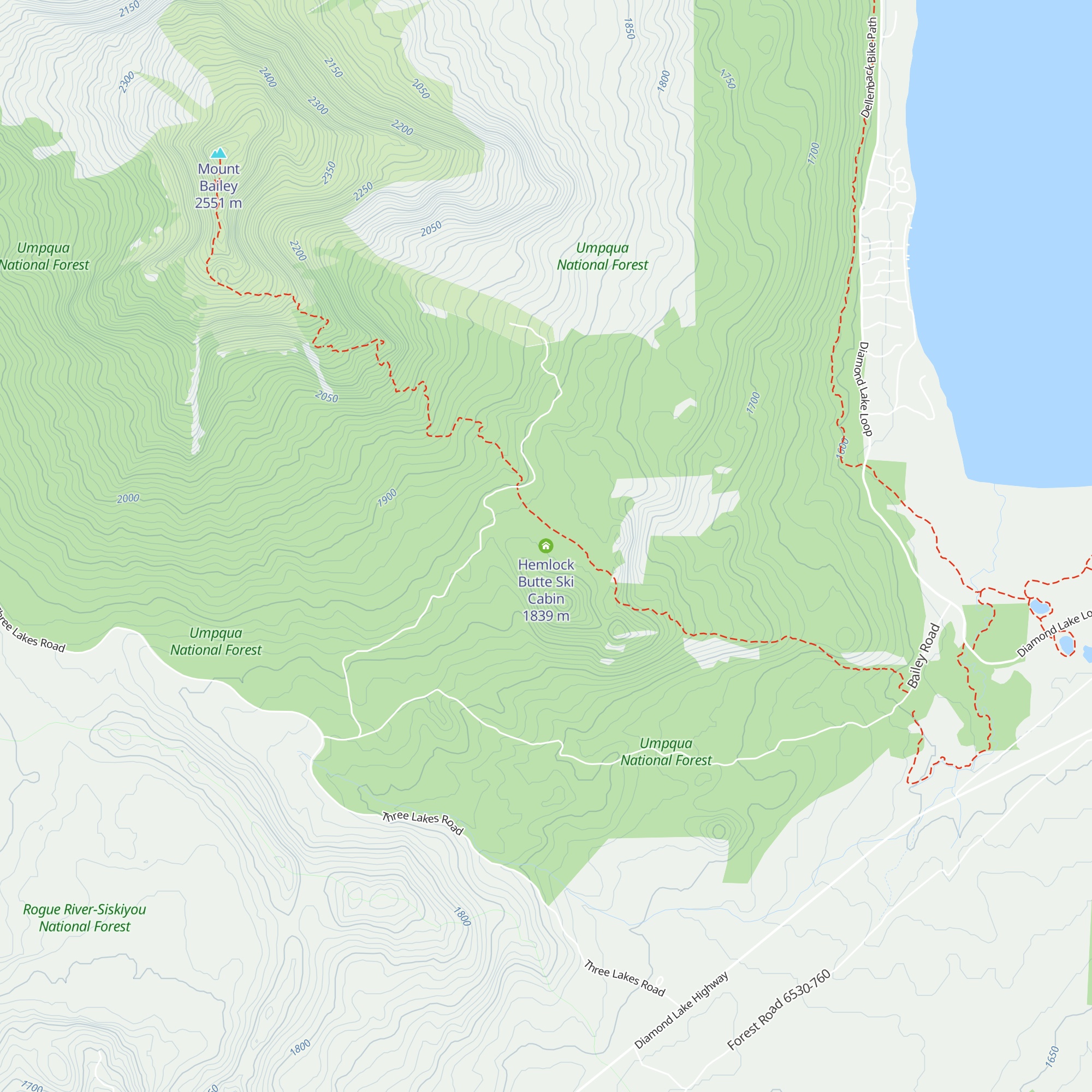 Hemlock Butte Ski Cabin map
