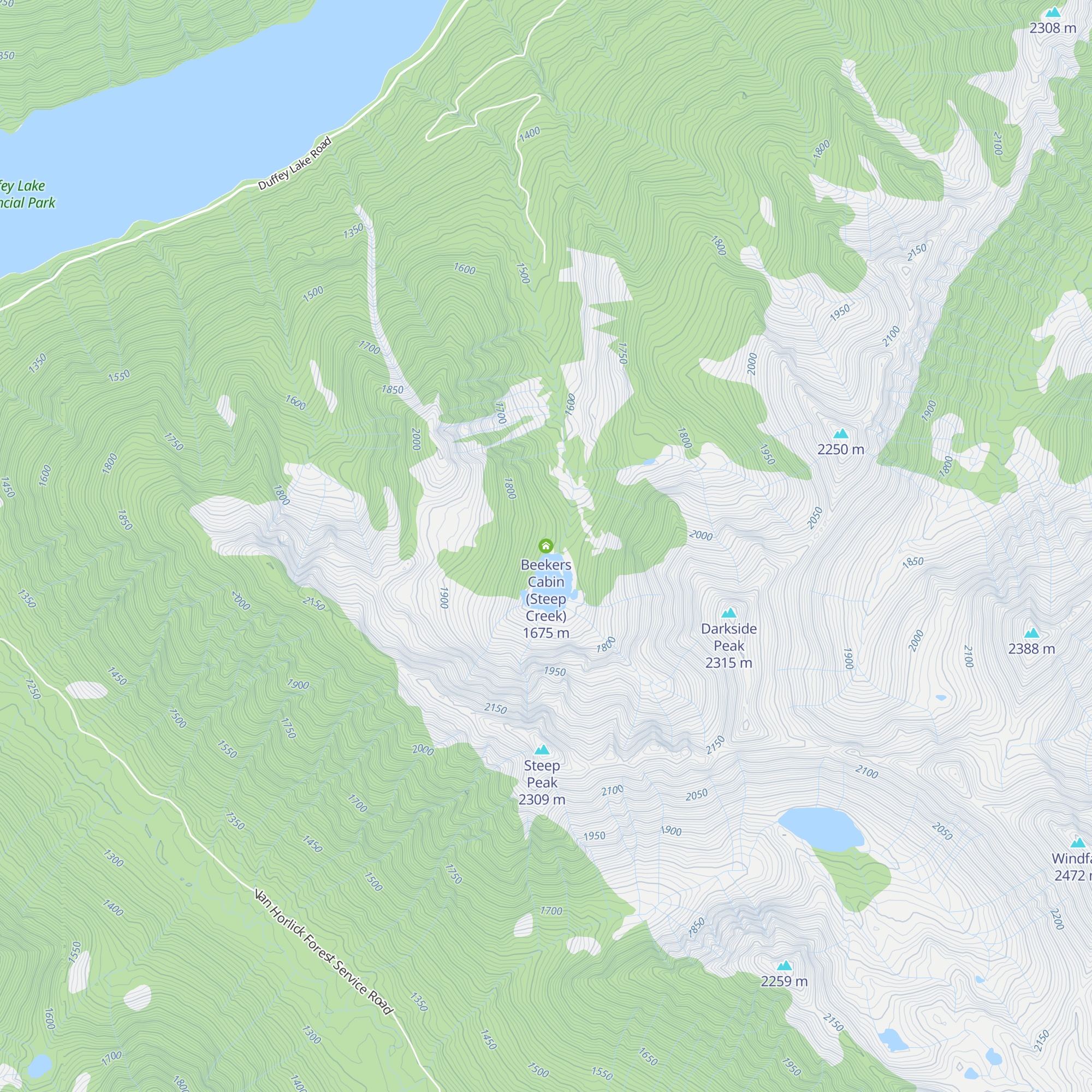 Beekers Cabin (Steep Creek) map