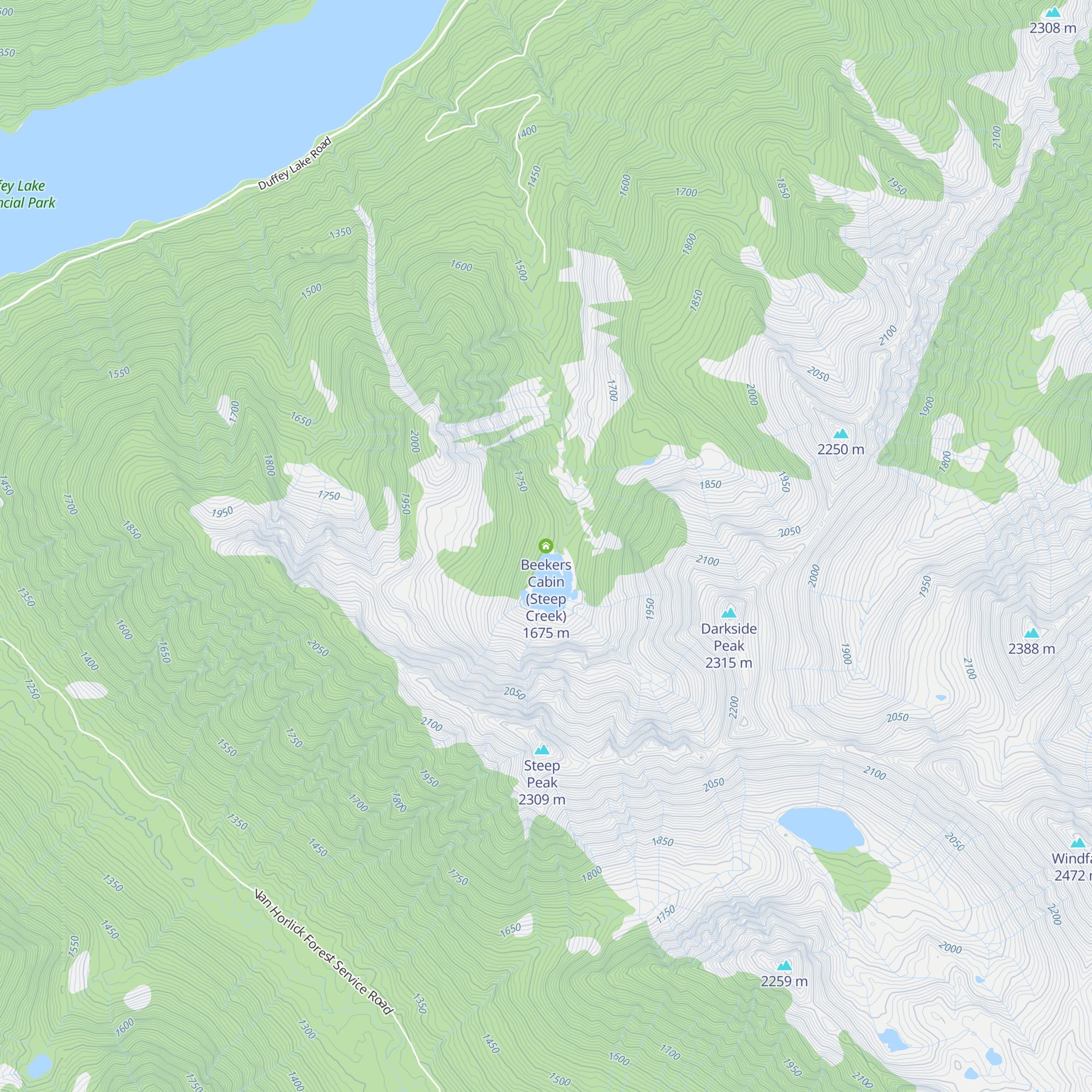 Beekers Cabin (Steep Creek) map