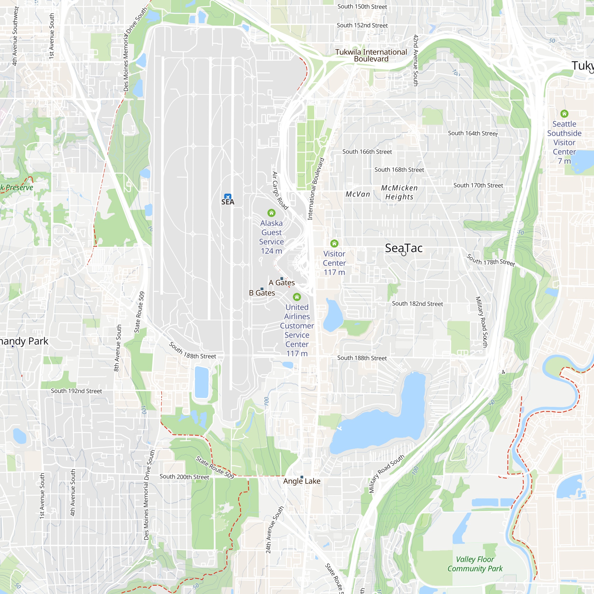 United Airlines Customer Service Center map