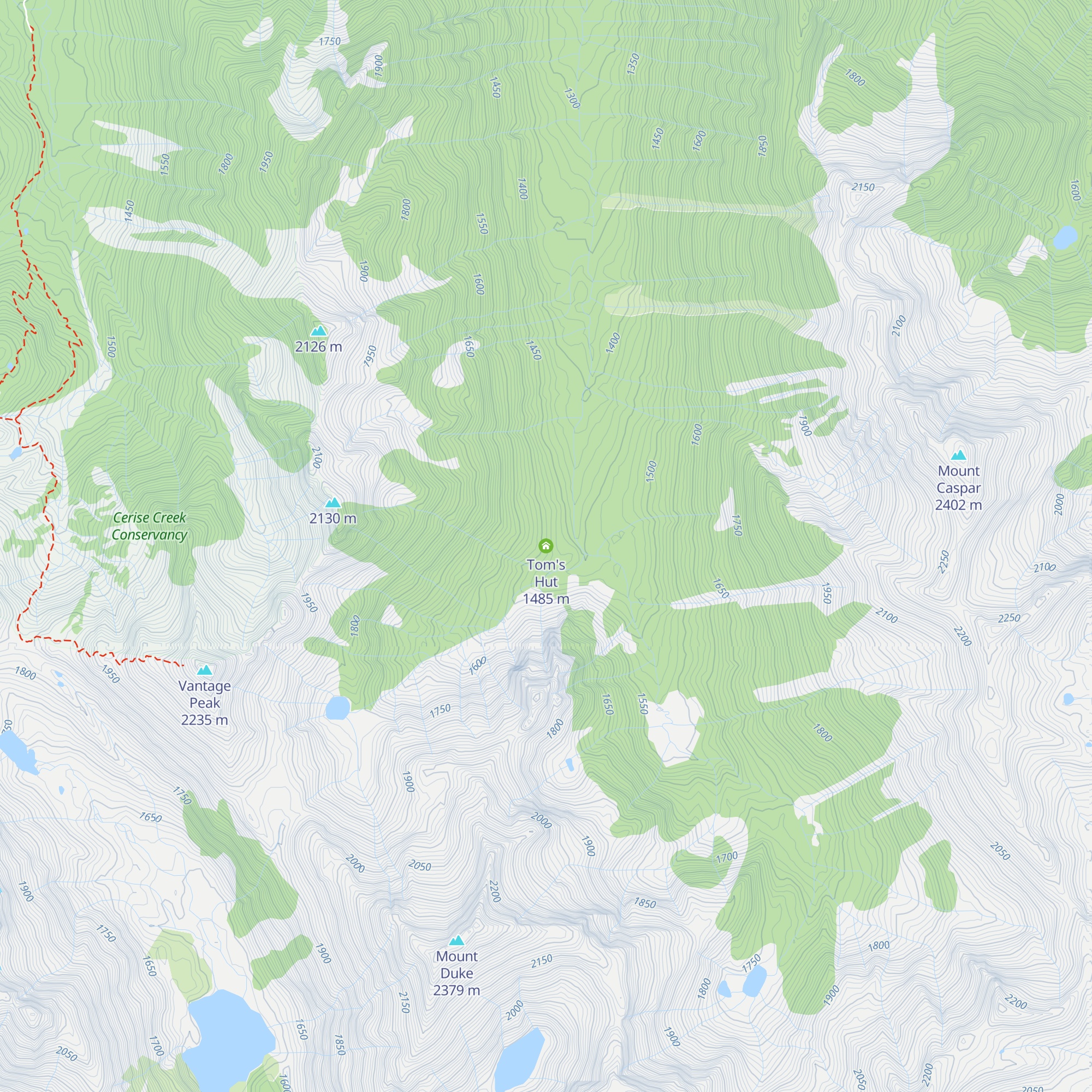 Tom's Hut map