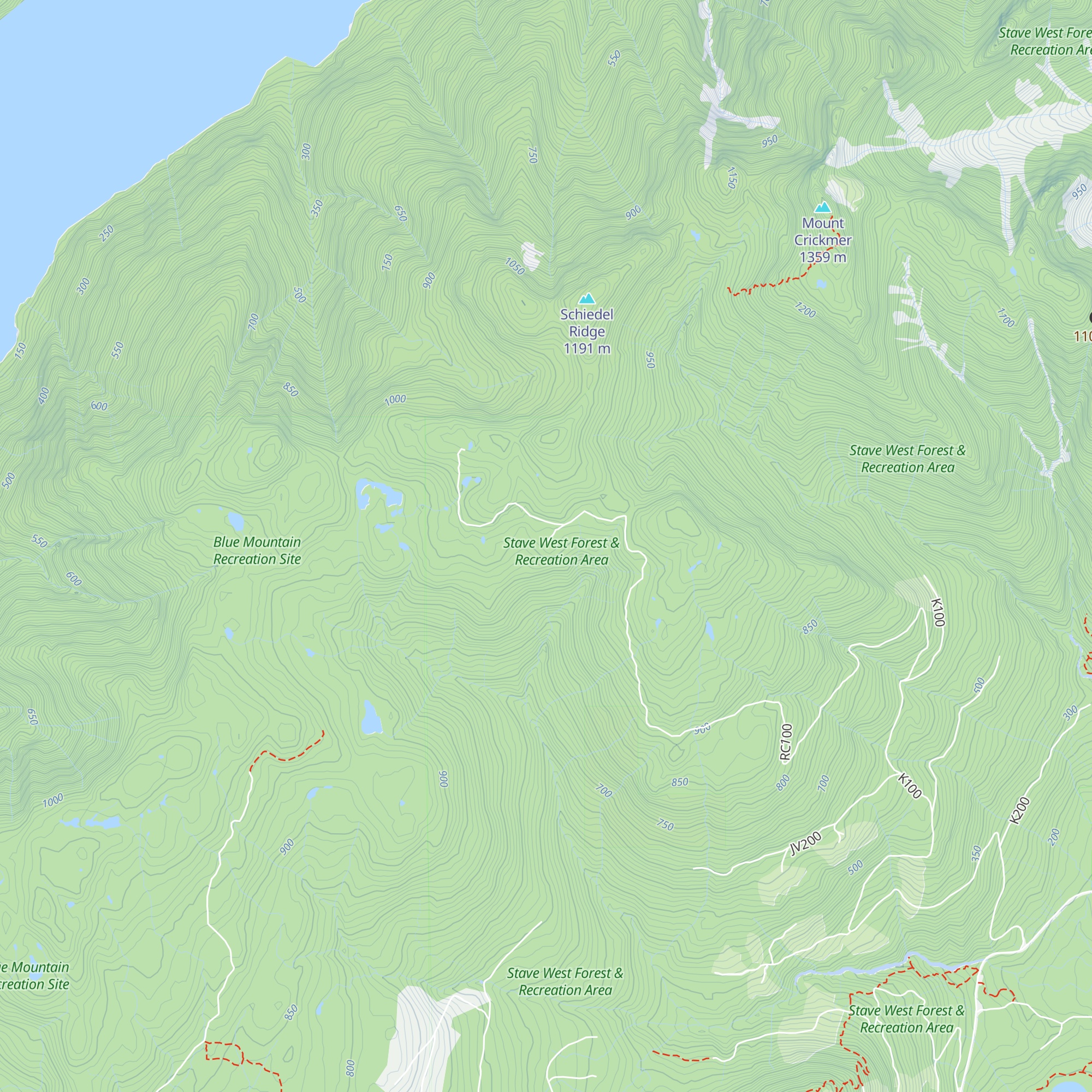 Stave Lake Snow Cabin map