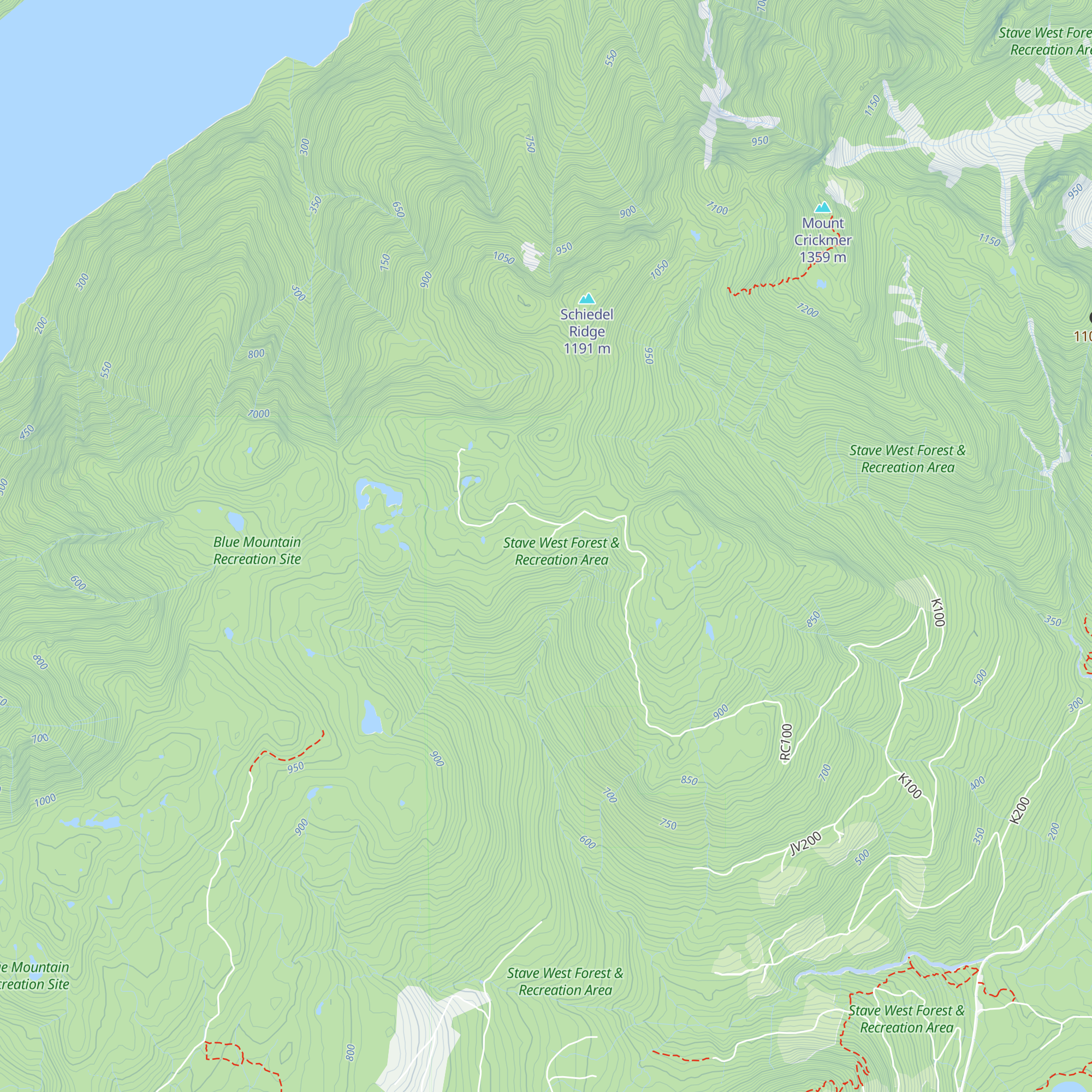 Stave Lake Snow Cabin map