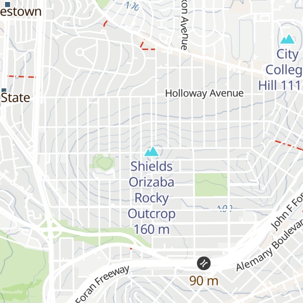 Map of Shields Orizaba Rocky Outcrop