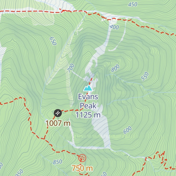 Map of Evans Peak