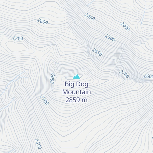 Map of Big Dog Mountain