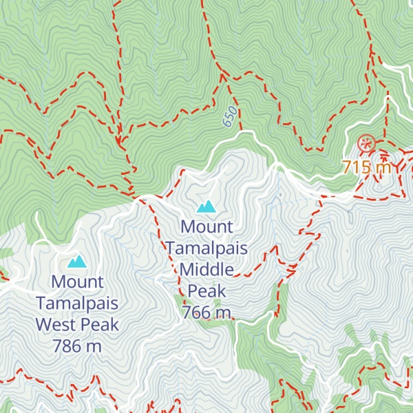 Map of Mount Tamalpais Middle Peak