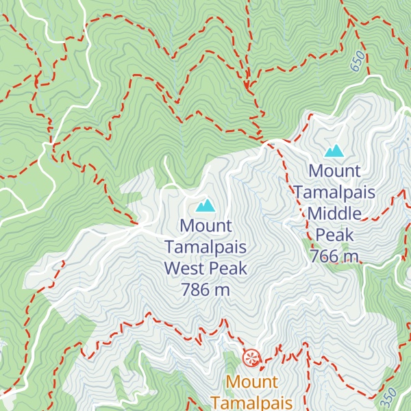 Map of Mount Tamalpais West Peak