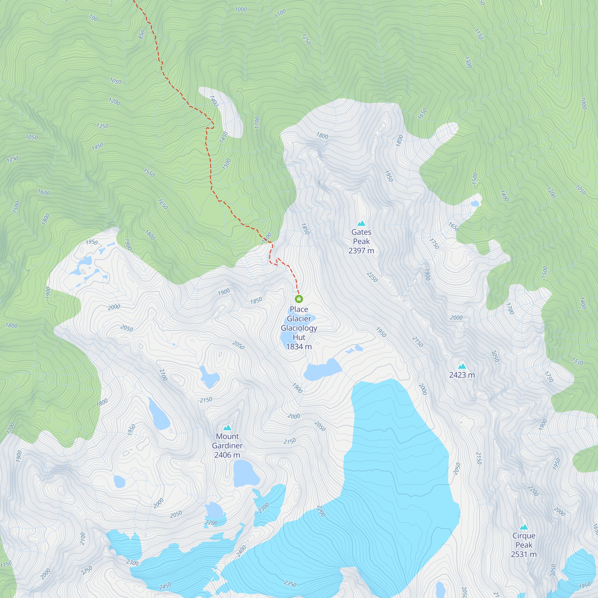 Place Glacier Glaciology Hut map